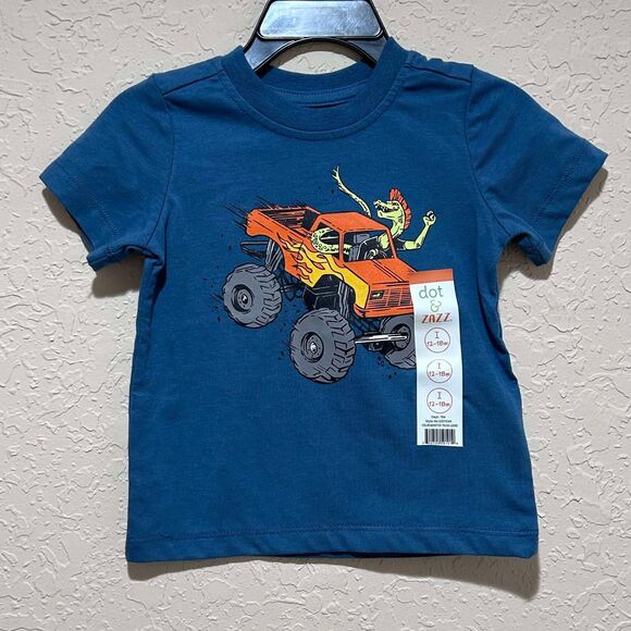 NEW Boys 12-18 Months Lizard Driving Monster Truck Blue Shirt Dot & Zazz - Picture 2 of 7